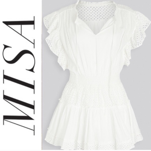 NWT MISA Los Angeles Sarika Dress Ivory Cotton Ruffle S - Picture 12 of 12
